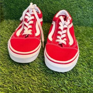 Vans Red Cross Canvas Skate Sneakers with White Accent M5.5 W 7